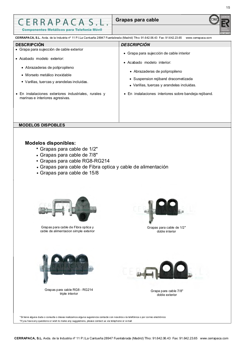 Grapas disponibles