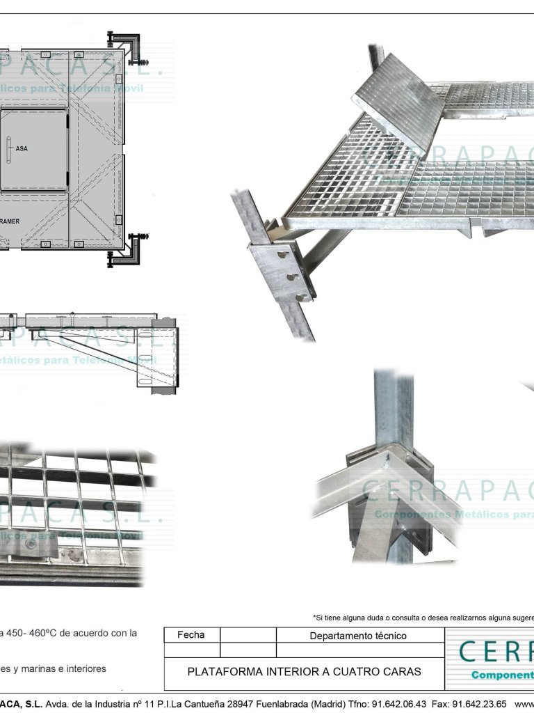 Plataforma interior a cuatro caras