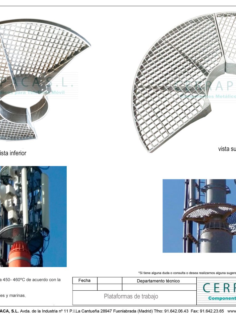 Plataforma de trabajo para torre tubular